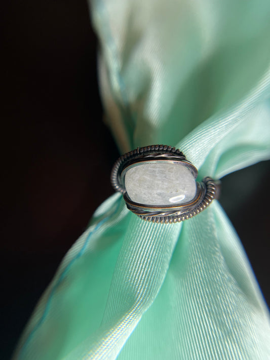 Moonstone and Copper Wrapped Ring